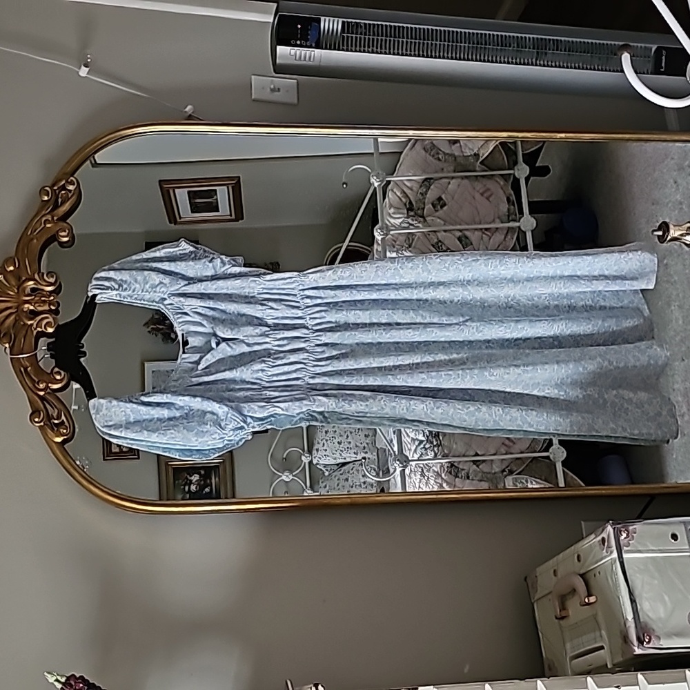 Who what wear blue peasant dress